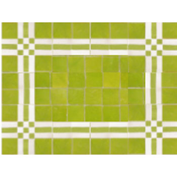 Mosaic House Moroccan tile Custom Bravo Panel 5-26 D Lime Green Polar White  zellige, mosaic, zellij, field, pattern, glaze, simple, classic 
